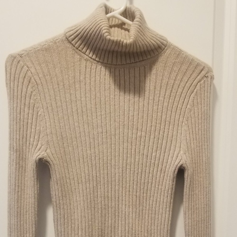 NWT Women's Express XS Cream Pleated Turtleneck Sweater